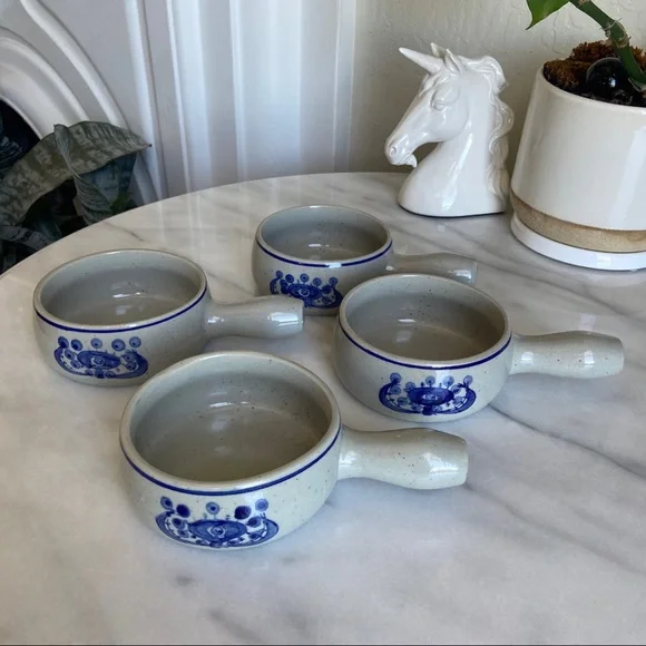 VINTAGE • 50s Ceramic Crocks Set of 4 Retro Kitchen European Midcentury Pottery - Picture 4 of 12
